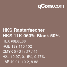 カラーコード: HKS Rasterfaecher - HKS 11K 060% Black 50% | qconv.com