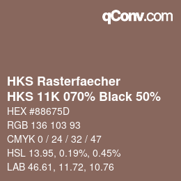 Farbcode: HKS Rasterfaecher - HKS 11K 070% Black 50% | qconv.com
