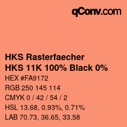 カラーコード: HKS Rasterfaecher - HKS 11K 100% Black 0% | qconv.com
