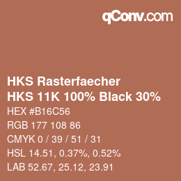 カラーコード: HKS Rasterfaecher - HKS 11K 100% Black 30% | qconv.com