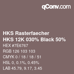 カラーコード: HKS Rasterfaecher - HKS 12K 030% Black 50% | qconv.com