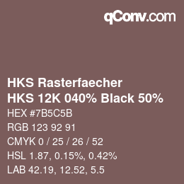 Color code: HKS Rasterfaecher - HKS 12K 040% Black 50% | qconv.com