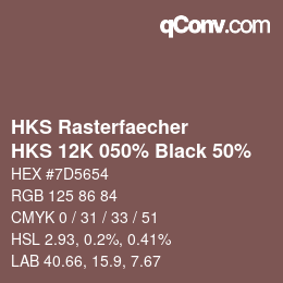 カラーコード: HKS Rasterfaecher - HKS 12K 050% Black 50% | qconv.com