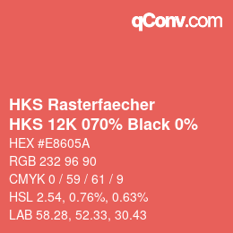 Code couleur: HKS Rasterfaecher - HKS 12K 070% Black 0% | qconv.com