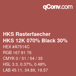 カラーコード: HKS Rasterfaecher - HKS 12K 070% Black 30% | qconv.com