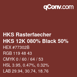 カラーコード: HKS Rasterfaecher - HKS 12K 080% Black 50% | qconv.com