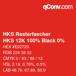 Code couleur: HKS Rasterfaecher - HKS 12K 100% Black 0% | qconv.com
