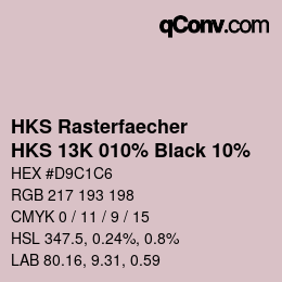 Color code: HKS Rasterfaecher - HKS 13K 010% Black 10% | qconv.com