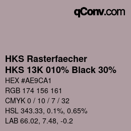 カラーコード: HKS Rasterfaecher - HKS 13K 010% Black 30% | qconv.com