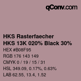 カラーコード: HKS Rasterfaecher - HKS 13K 020% Black 30% | qconv.com