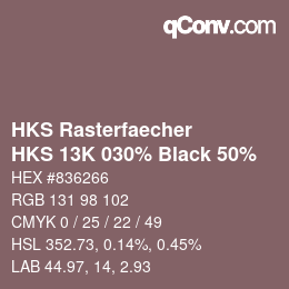 Color code: HKS Rasterfaecher - HKS 13K 030% Black 50% | qconv.com