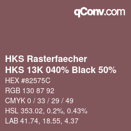 Color code: HKS Rasterfaecher - HKS 13K 040% Black 50% | qconv.com