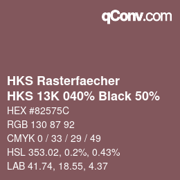 Código de color: HKS Rasterfaecher - HKS 13K 040% Black 50% | qconv.com