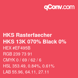 カラーコード: HKS Rasterfaecher - HKS 13K 070% Black 0% | qconv.com