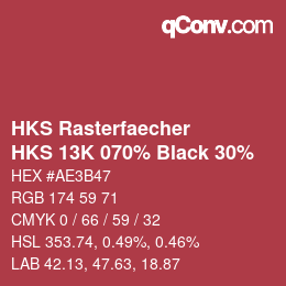 カラーコード: HKS Rasterfaecher - HKS 13K 070% Black 30% | qconv.com