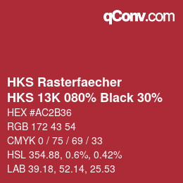 カラーコード: HKS Rasterfaecher - HKS 13K 080% Black 30% | qconv.com