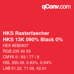 Código de color: HKS Rasterfaecher - HKS 13K 090% Black 0% | qconv.com