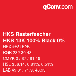 Color code: HKS Rasterfaecher - HKS 13K 100% Black 0% | qconv.com