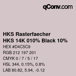 Color code: HKS Rasterfaecher - HKS 14K 010% Black 10% | qconv.com