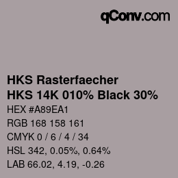 カラーコード: HKS Rasterfaecher - HKS 14K 010% Black 30% | qconv.com