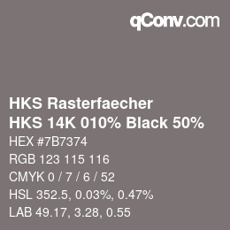 Farbcode: HKS Rasterfaecher - HKS 14K 010% Black 50% | qconv.com