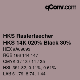 カラーコード: HKS Rasterfaecher - HKS 14K 020% Black 30% | qconv.com