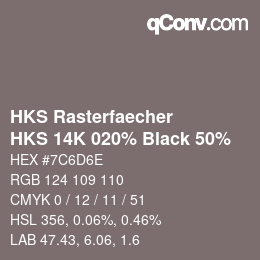 カラーコード: HKS Rasterfaecher - HKS 14K 020% Black 50% | qconv.com