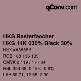 カラーコード: HKS Rasterfaecher - HKS 14K 030% Black 30% | qconv.com