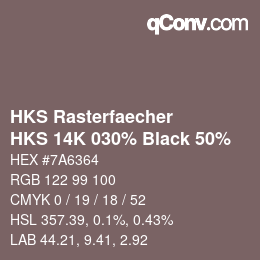 Color code: HKS Rasterfaecher - HKS 14K 030% Black 50% | qconv.com