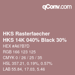 Color code: HKS Rasterfaecher - HKS 14K 040% Black 30% | qconv.com