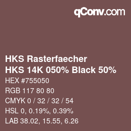 カラーコード: HKS Rasterfaecher - HKS 14K 050% Black 50% | qconv.com
