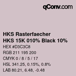 カラーコード: HKS Rasterfaecher - HKS 15K 010% Black 10% | qconv.com