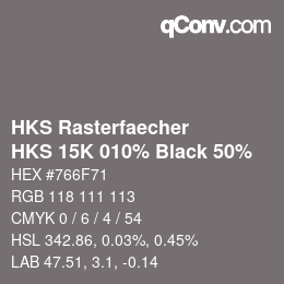 Color code: HKS Rasterfaecher - HKS 15K 010% Black 50% | qconv.com