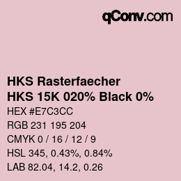 Code couleur: HKS Rasterfaecher - HKS 15K 020% Black 0% | qconv.com