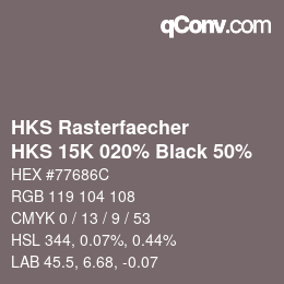 カラーコード: HKS Rasterfaecher - HKS 15K 020% Black 50% | qconv.com