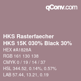 カラーコード: HKS Rasterfaecher - HKS 15K 030% Black 30% | qconv.com