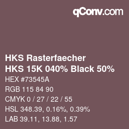 Code couleur: HKS Rasterfaecher - HKS 15K 040% Black 50% | qconv.com