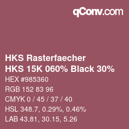 颜色代码: HKS Rasterfaecher - HKS 15K 060% Black 30% | qconv.com