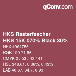 カラーコード: HKS Rasterfaecher - HKS 15K 070% Black 30% | qconv.com