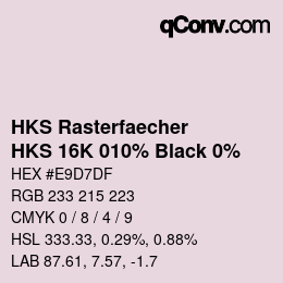 Code couleur: HKS Rasterfaecher - HKS 16K 010% Black 0% | qconv.com