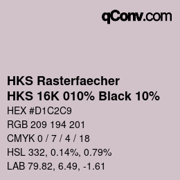カラーコード: HKS Rasterfaecher - HKS 16K 010% Black 10% | qconv.com