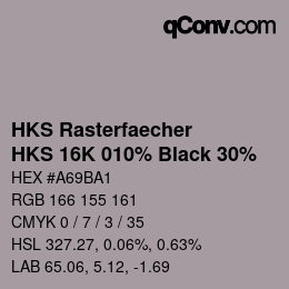 Farbcode: HKS Rasterfaecher - HKS 16K 010% Black 30% | qconv.com