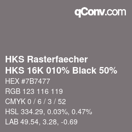Código de color: HKS Rasterfaecher - HKS 16K 010% Black 50% | qconv.com