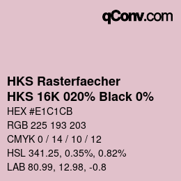 Color code: HKS Rasterfaecher - HKS 16K 020% Black 0% | qconv.com