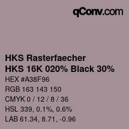 Color code: HKS Rasterfaecher - HKS 16K 020% Black 30% | qconv.com