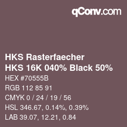 Farbcode: HKS Rasterfaecher - HKS 16K 040% Black 50% | qconv.com