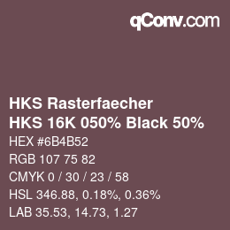 カラーコード: HKS Rasterfaecher - HKS 16K 050% Black 50% | qconv.com