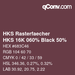 Code couleur: HKS Rasterfaecher - HKS 16K 060% Black 50% | qconv.com