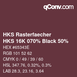 Farbcode: HKS Rasterfaecher - HKS 16K 070% Black 50% | qconv.com