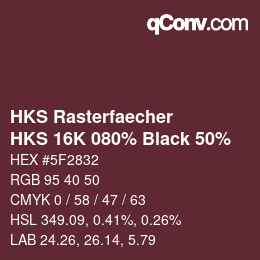 Farbcode: HKS Rasterfaecher - HKS 16K 080% Black 50% | qconv.com